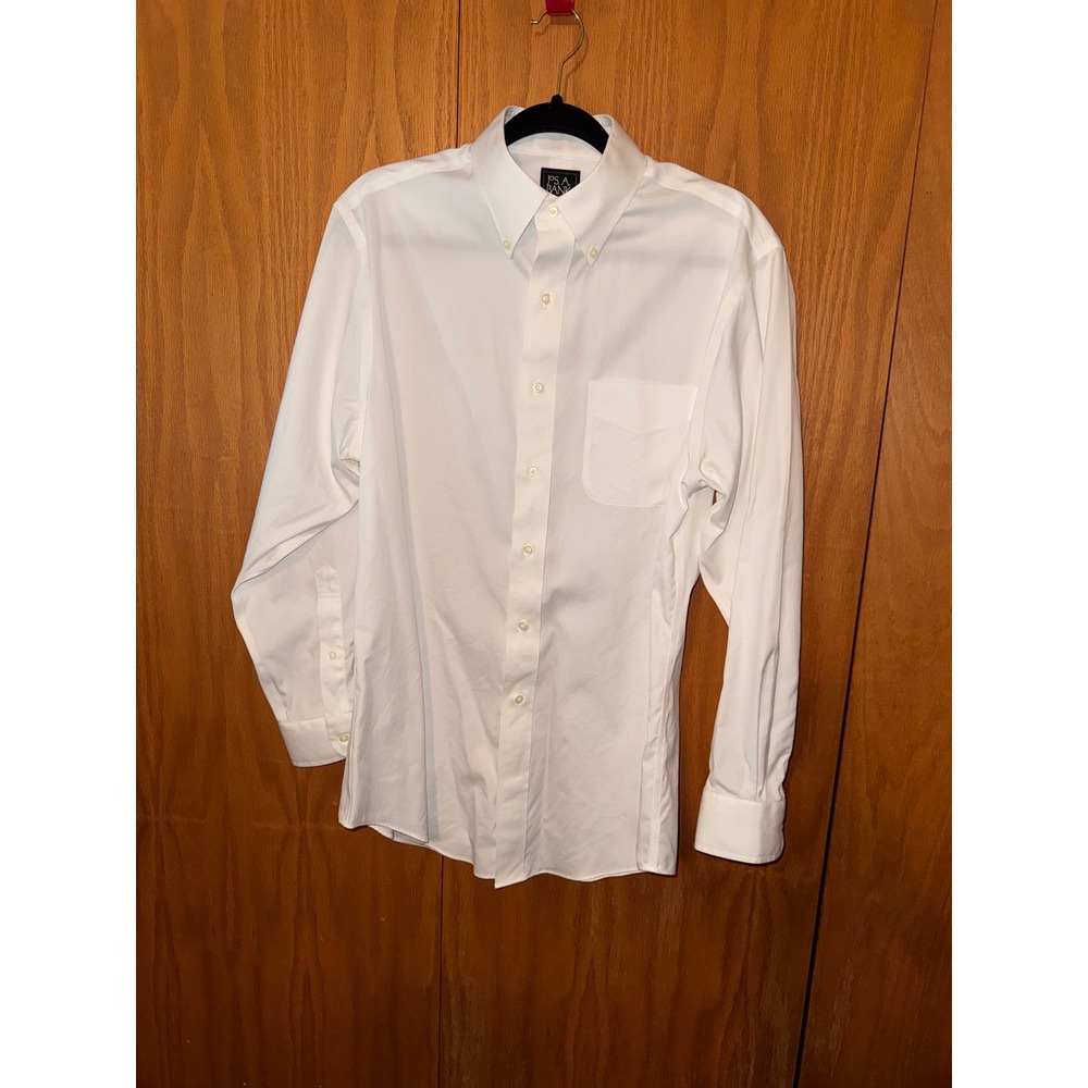 Jos. A. Bank Traveler Dress Shirt Mens 15.5 33 Tailored Fit White Cotton Button